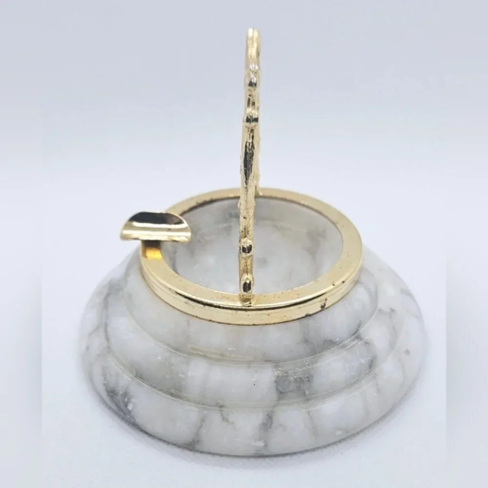 Vintage 70's Calacatta Marble with brass-colored metal decorative Ashtray